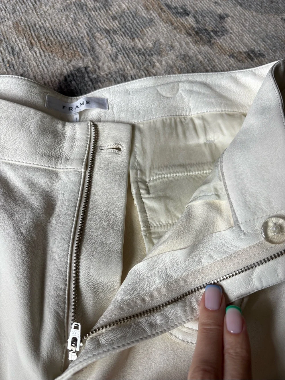 Frame leather High-Waist Cream Belted Women’s Shorts